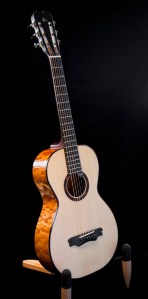 Amber Quilted Maple Parlor Guitar by Jay Rosenblatt. © Jay Rosenblatt
