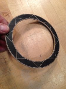 Geometric Rosette is assembled ready to be installed around the sound hole.