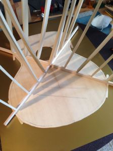 X-Brace being attached with go bars on a Jay Rosenblatt Guitar.