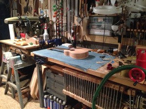 Parlor Guitar on workbench © Jay Rosenblatt