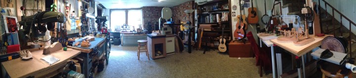 Panoramic photograph from the luthiers workshop of Jay Rosenblatt 2014. © Jay Rosenblatt
