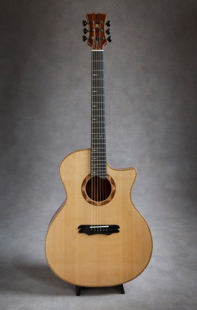 hand built mahogany venetian cutaway acoustic guitar with Sitka Soundboard by Jay Rosenblatt