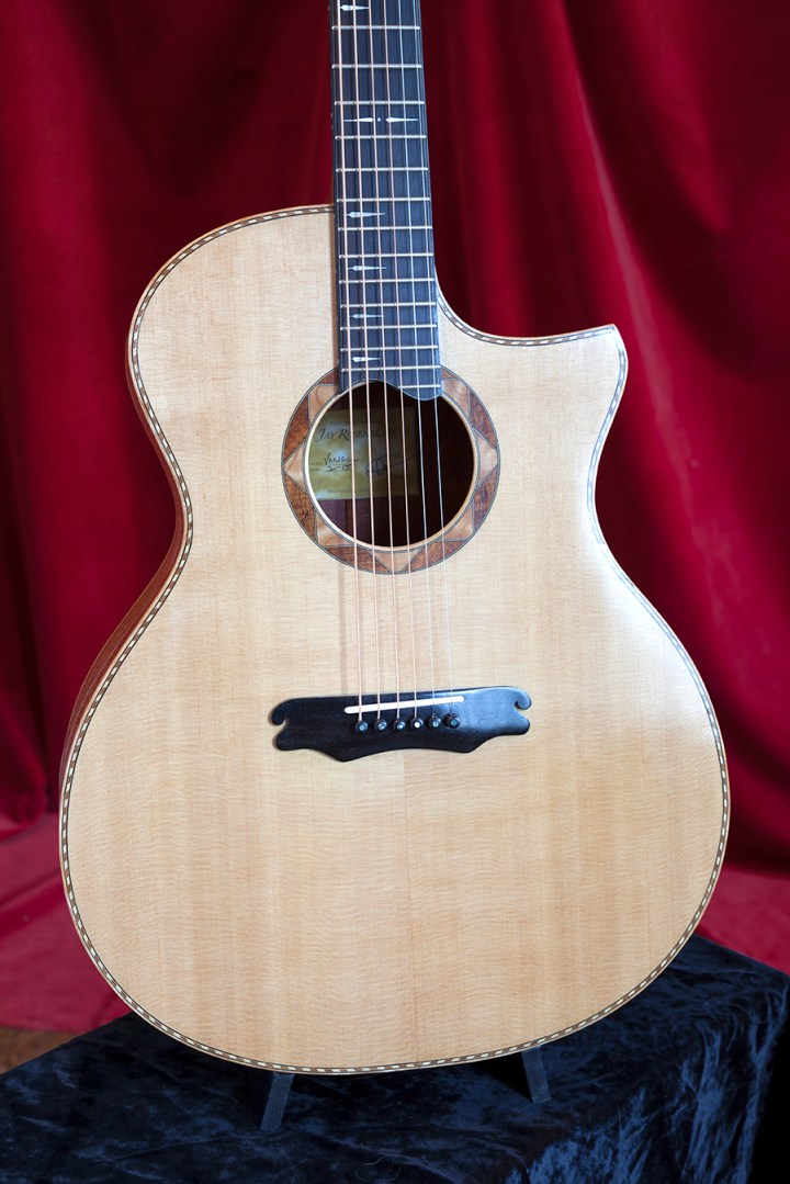 Ribbon Stripe African Mahogany with Sitka Spruce cutaway acoustic guitar by Jay Rosenblatt