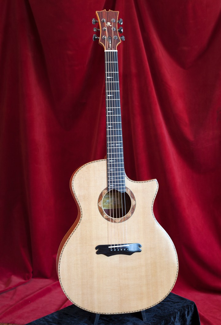 Ribbon Stripe African Mahogany with Sitka Spruce cutaway acoustic guitar by Jay Rosenblatt